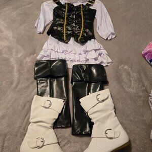 Victoria Pirate Costume with Link Klein Girls kids Faux Leather Boot Shoes